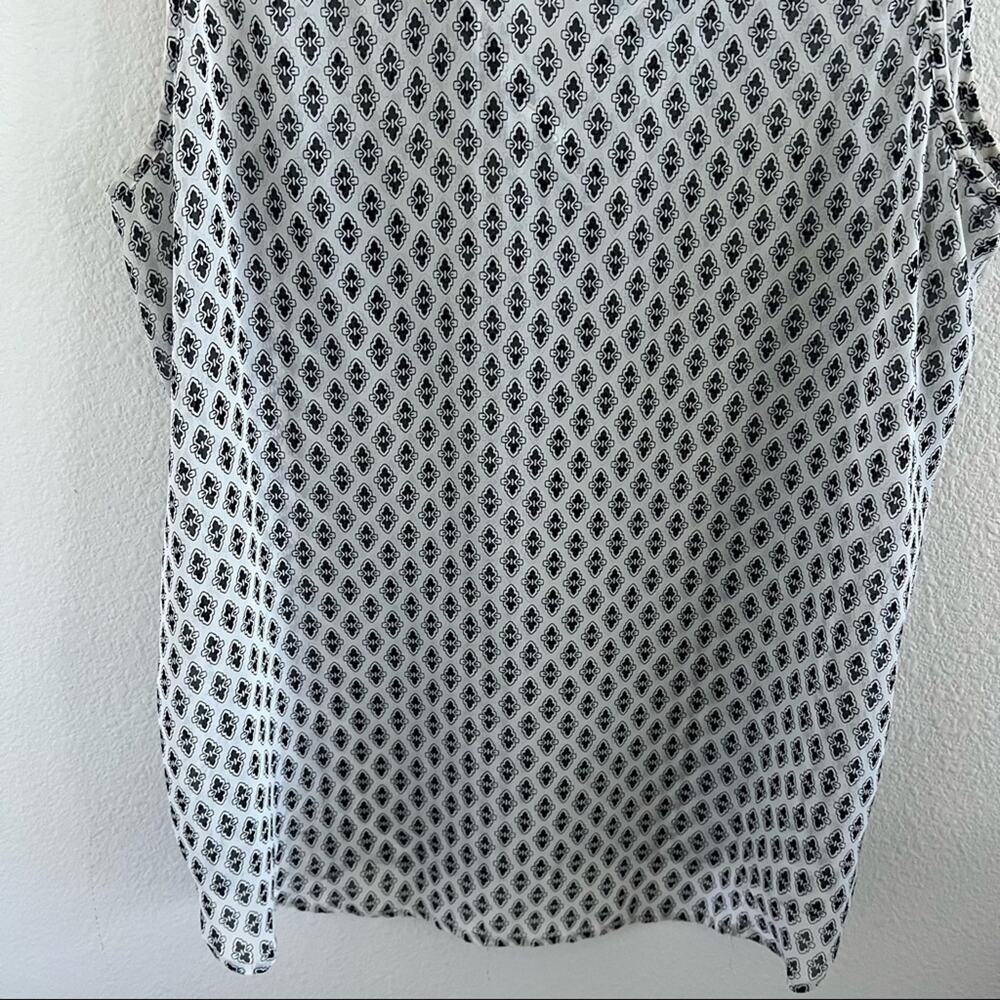 Pleione Long Line Geometric Artsy Semi Sheer Collar Top Blouse Shirt XL - Picture 5 of 8